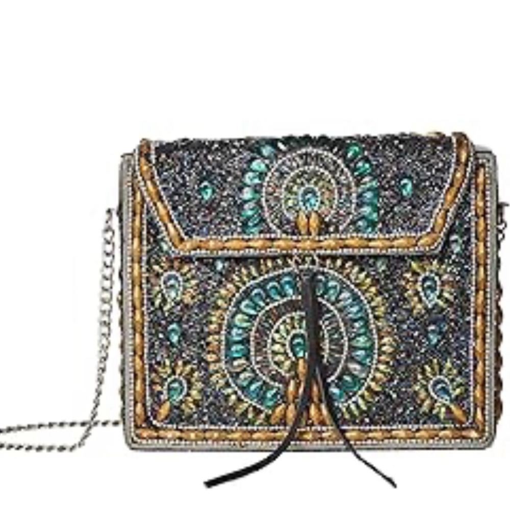 Sam Edelman beaded hard cased clutch Women's Bag with 46” Chain Strap MSRP 325